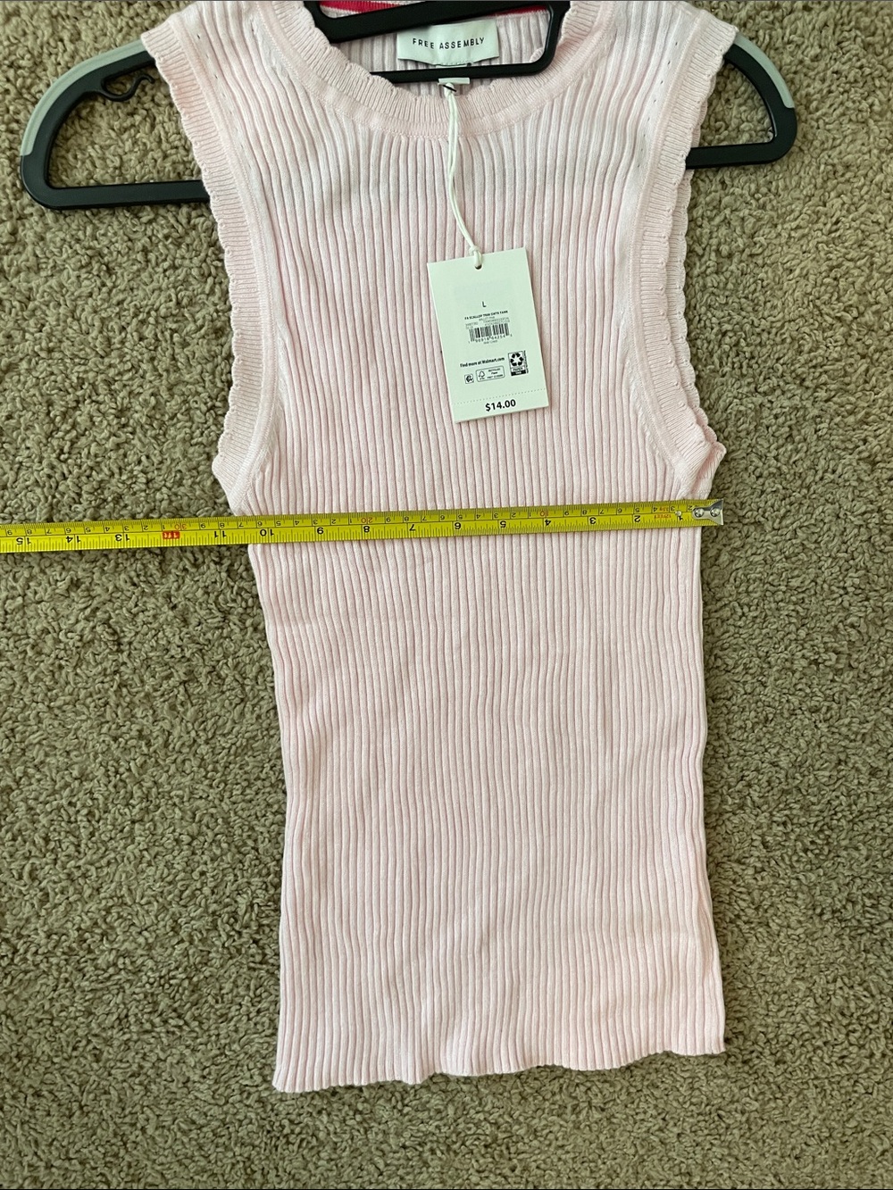 Light Pink Ribbed Sleeveless Tank Top - Picture 6 of 7
